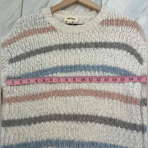 Adora popcorn fuzzy soft striped Multicolor Sweater, size S - Picture 10 of 10